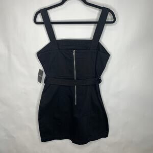 NWT Black Denim Sheath Dress Belted Straps Sz Large